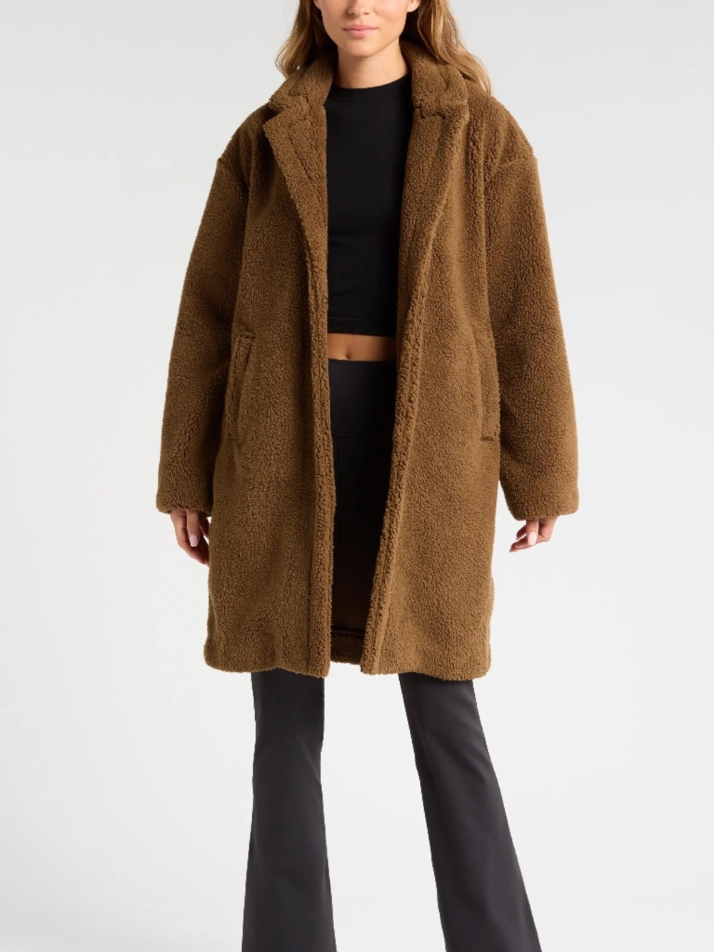 Zella Faux Shearling Longline Coat